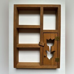 Primitive Vintage Wooden Trinket Shelf Tulip Cutout Cottage Granny
